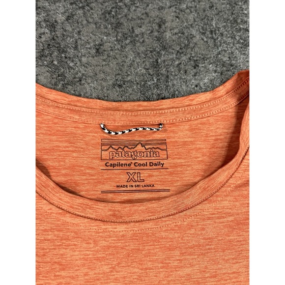 Patagonia Capilene Cool Daily Shirt Mens XL Orange Stripe Short Sleeve EUC - Picture 5 of 7